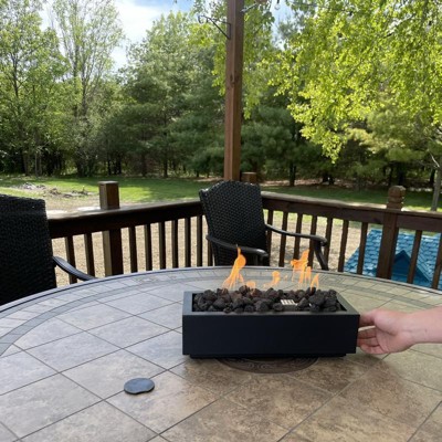 WORTH Tabletop Fire Pit Portable Ethanol Table Top Firepit 16 L. Smokeless  Clean Black Steel Rectangular Fireplace w/Volcanic Rock, Roasted  Marshmallows Atmosphere Fireplace for Indoor Outdoor 