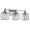POWLIG 22" 3-Light Chrome Vanity Light with Crystal Shades - Modern Dimmable Bathroom Lighting - 2 of 4