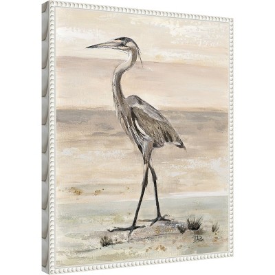 Beaded White Framed Egret Canvas Wall Art 16 x 20-in
