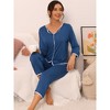 cheibear Women's Long Sleeve Pullover Top with Pants Sleepwear Pajama Sets - 2 of 4