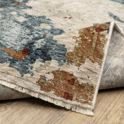 Hayden Beige and Blue Abstract 3'3" x 5' Area Rug