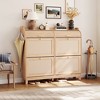 Farmhouse Rattan Shoe Cabinet with Flip Drawers and Tambour Sliding Storage - 3 of 4