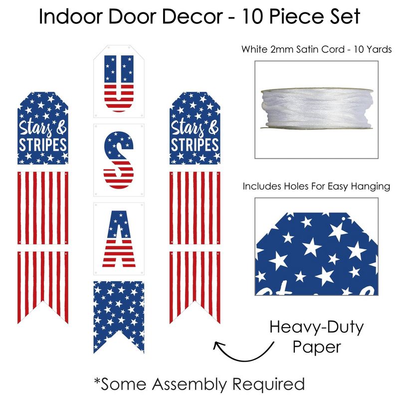 Big Dot of Happiness Stars & Stripes - Hanging Vertical Paper Door Banners - Memorial Day, 4th of July & Labor Day Wall Decor Kit - Indoor Door Decor, 5 of 8