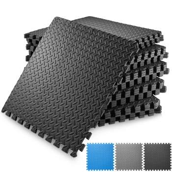 VEVOR 12pcs 1/2 inch Thick Gym Floor Mats, 24 x 24 EVA Foam & Rubber Top  Interlocking Workout Floor Mats with 48 sq.ft Coverage, Waterproof Exercise  Puzzle Flooring for Gym, Home, Garage