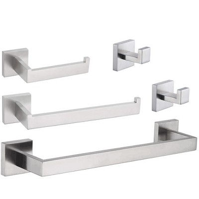 BWE 5-Piece Bath Hardware Set with Towel Bar, 2 Towel Hook,Toilet Paper Holder and Towel Ring