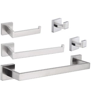 BWE 5-Piece Bath Hardware Set with Towel Bar, 2 Towel Hook,Toilet Paper Holder and Towel Ring - 1 of 4