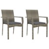 vidaXL 3 Piece Patio Dining Set with Cushions Gray Poly Rattan - 4 of 4