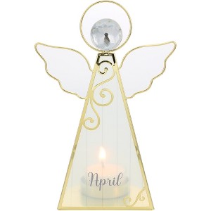 Pavilion Gift Company- April - 6.5" Angel Tealight Candle Holder Religion Faith Birthday Zodiac Aries Taurus Birthstone Gift - 1 of 4