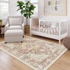 Lahome  Large Floral Border Contrast Short Pile Velvet Rectangular Indoor Area Rug - 3 of 4