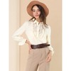INSPIRE CHIC Women's Long Sleeve Tie Neck Ruffle Blouses - 3 of 4