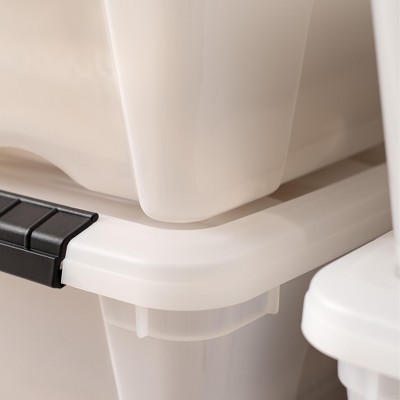 12.75 Qt Off-White Plastic Storage Bins with Lids and Latches - 6 Pack