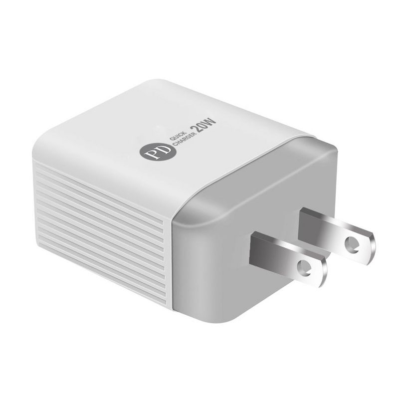 20W Power Delivery Travel Wall Charger Adapter with Dual Ports of USB and Type-C In White, 2 of 5