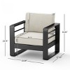 Outdoor Club Chair with Aluminum Frame and Beige Cushions, Modern Lounge Seating for Patio or Balcony-Maison Boucle - 3 of 4