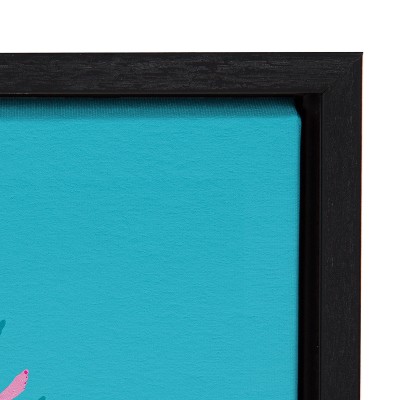 Swimming Ladies Magenta and Blue Canvas Print with Black Frame