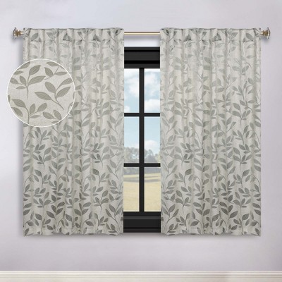 Leaves Room Darkening Semi-Blackout Curtains With Back Tabs, Set of 2 by Blue Nile Mills