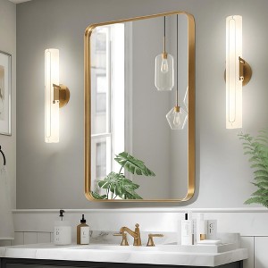 MAYEERTY Hanging Mirror Aluminum Alloy Rounded Corner Rectangle Electroplated Silver Look 50x32x2in Deep Mirror - 1 of 4