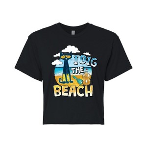 Women's - Pete the Cat - I Dig The Beach Cropped Graphic T-Shirt - 1 of 4