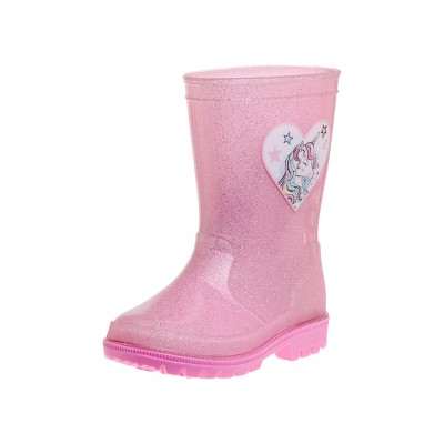 Laura Ashley Girls Unicorn Design Rain Boots - Pinkglitter, 7 : Target