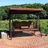 Sunnydaze Outdoor 3-Person Aluminum Patio Swing with Adjustable Canopy, Cushions and Pillow, Brown - 4 of 4