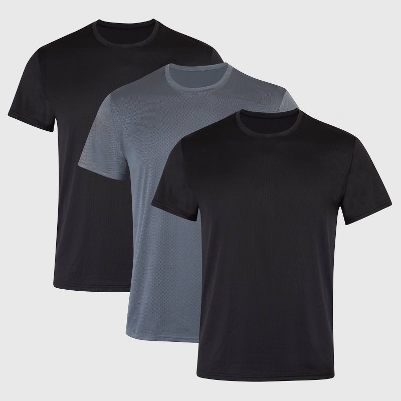 Hanes Premium Men's X-Temp Mesh Short Sleeve Crewneck T-Shirt 3pk - Black/Gray, 1 of 6