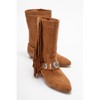 Selora - Cognac Suede Leather Buckle Western Boot (Women) cognac brown suede 7 Forever & Always Shoes US - 2 of 4