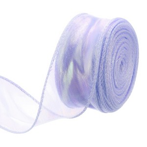 Unique Bargains Gift Wrapping Wide Sheer Wired Pastel Shimmer Iridescent Chiffon Ribbons 1 Pc - 1 of 4