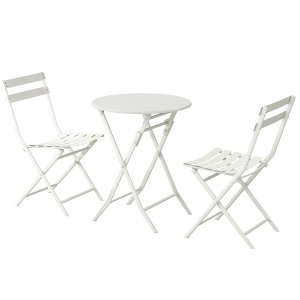 Maliang 3 Piece Patio Seating Set of Foldable Round Table and Chairs - 1 of 4