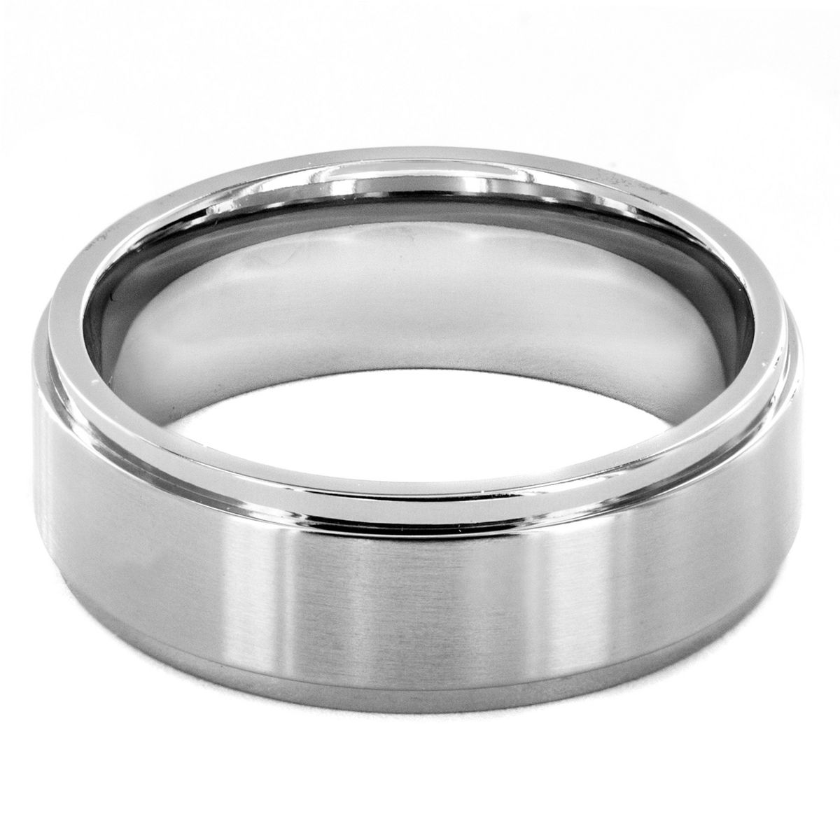 West Coast Jewelry Men's Titanium Brushed and Polished Beveled Ring - 7mm - thumbnail 3