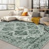 Area Rug Retro Boho Pattern Washable Ultra-Thin Non Slip Living Room Dining Bedroom & Office Dark Green - 4 of 4