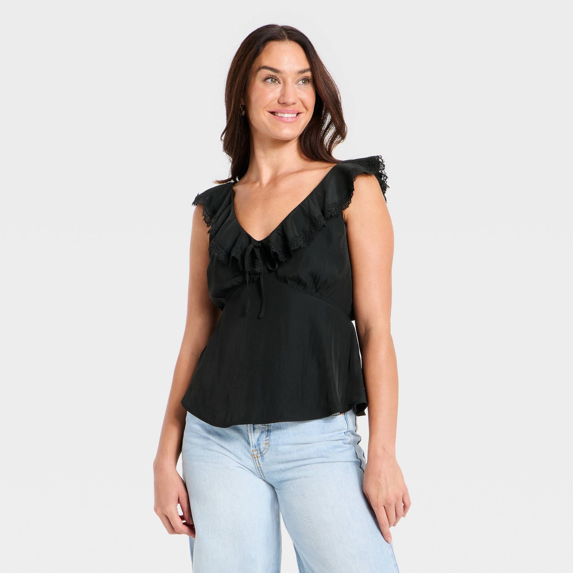 Women's Ruffle Sleeve Lace Blouse - Universal Thread™