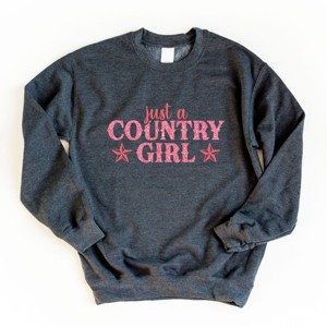 Just A Country Girl Stars Glitter/Puff Print -  Womens Graphic Sweatshirt - 1 of 4
