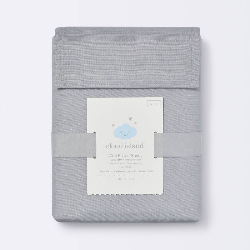 Fitted Crib Sheet Solid - Cloud Island&#8482; Gray, 6 of 7
