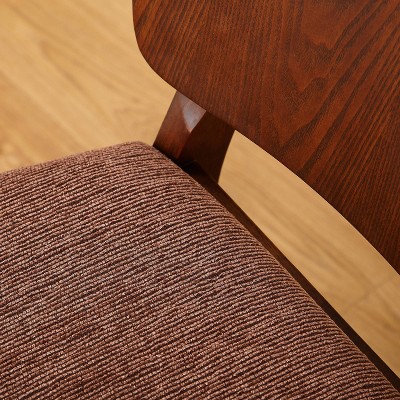 Bernard Mid-Century Brown Upholstered Wood Side Chairs, Set of 2
