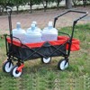 RISOKEYS Folding Collapsible Utility Wagon with Push Bar and Adjustable Handles, 150lbs Capacity Cart Buggy for Beach, Garden,Parks - 4 of 4