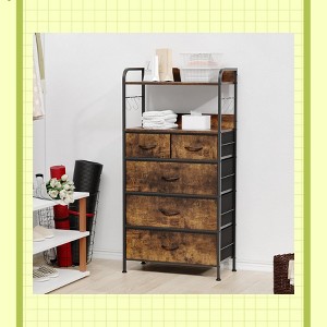 Garvee 5 Drawers Dresser for Bedroom - Fabric Storage Tower with Wood Top, Sturdy Steel Frame, Easy Pull Handle Dressers - 1 of 4