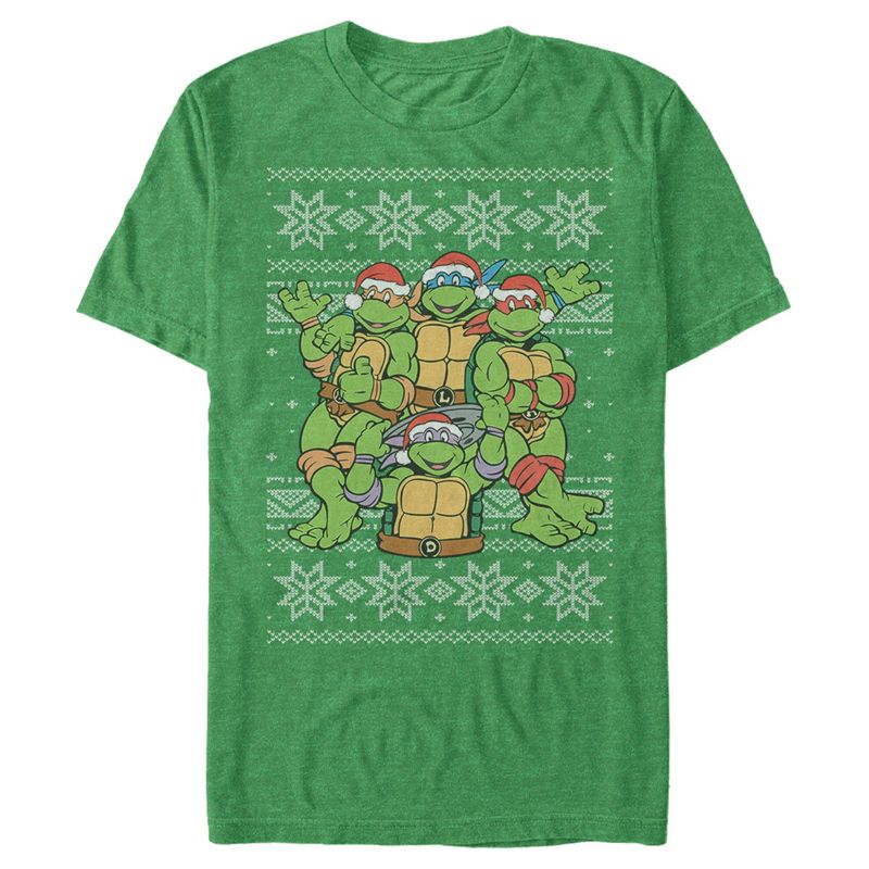 Men's Teenage Mutant Ninja Turtles Ugly Christmas Sweater T-Shirt, 1 of 5