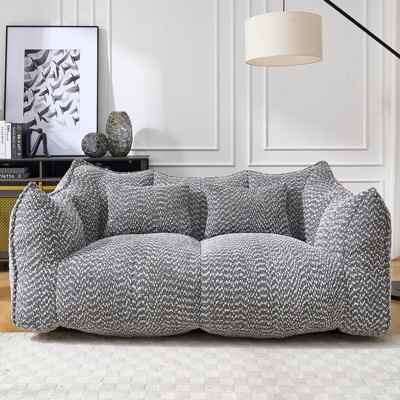 Aukfa Bean Bag Sofa Chairs Loveseat, Oversized Bean Bag Couch,  Lazy Floor Sofa Chair with Two Pillows for Living Room, Bedroom, Apartment