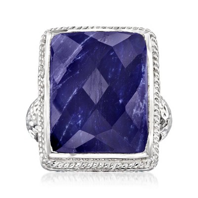Ross-Simons 17.00 Carat Sapphire Roped-Edge Ring in Sterling Silver