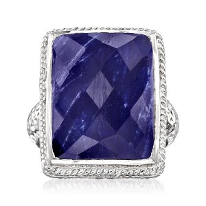 Ross-Simons 17.00 Carat Sapphire Roped-Edge Ring in Sterling Silver - 1 of 4
