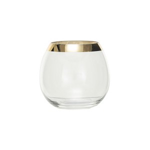 Storied Home 10 oz. Stemless Drinking Glass with Gold Electroplated Rim, Clear - 1 of 3