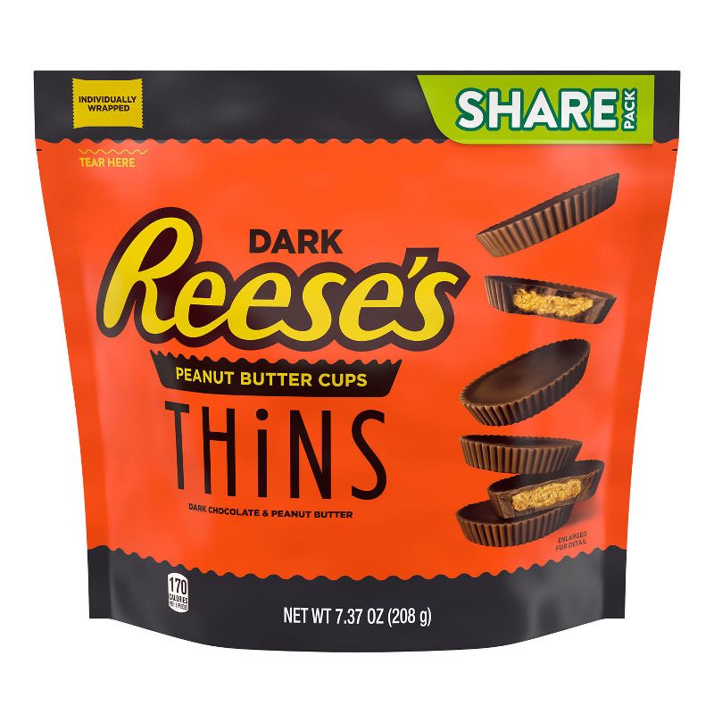 Reese's PB Cup Dark Chocolate Thins Pouch - 7.37oz, 1 of 9