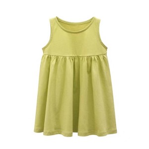 MyKids-USA Baby Girls Solid Round Collar Design Sleeveless Dress In Summer - 1 of 4