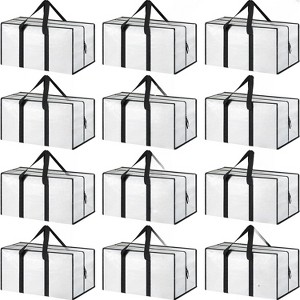 12 Pack Extra Heavy Duty Large Moving Bags Strong Zipper & Comfortable Handles, Sturdy & Durable Clothes Storage Bags - 1 of 4