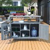 YOOCOZZ Outdoor 100% Fir Wood Rolling Kitchen Island & Grill Bar Cart with Stainless Steel Top and Ample Storage Space - 2 of 4