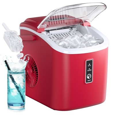 Simzlife Portable Countertop Ice Maker with Handle, 9 bullet ice in 6 Mins, 26Lbs/24H, Self-Cleaning