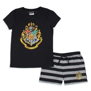 Harry Potter Girls' Wizarding World Hogwarts Crest Sleep Pajama Set Shorts Multicolored - 1 of 4