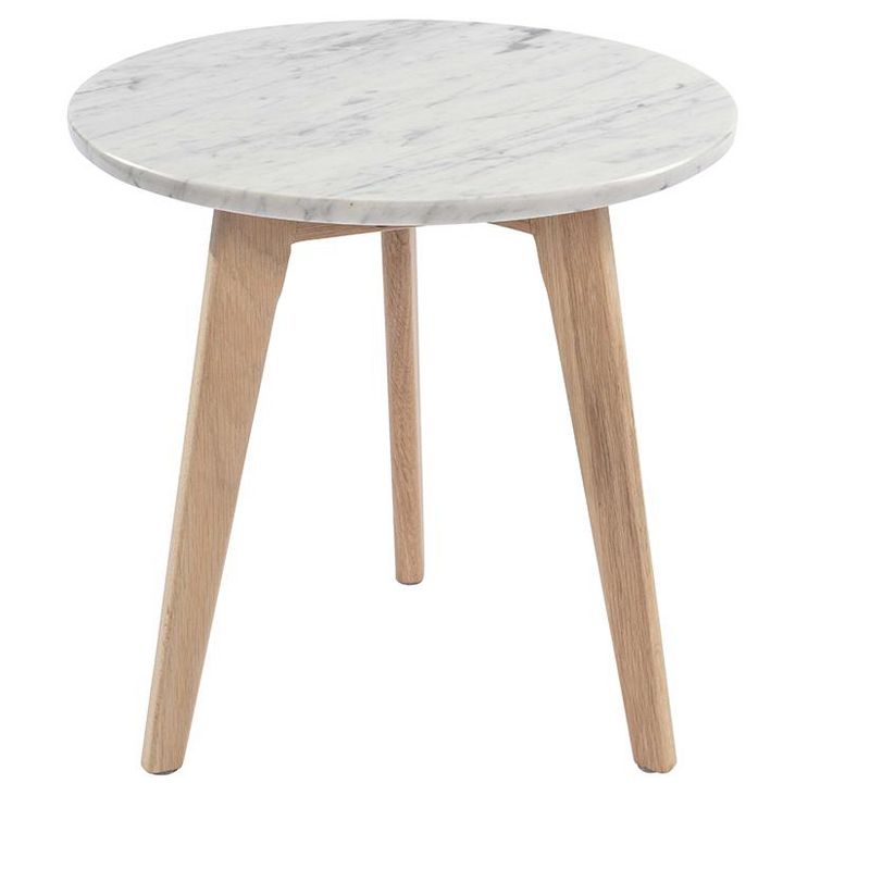 The Bianco Collection Cherie 15" Round Italian Carrara White Marble Side Table, 2 of 11