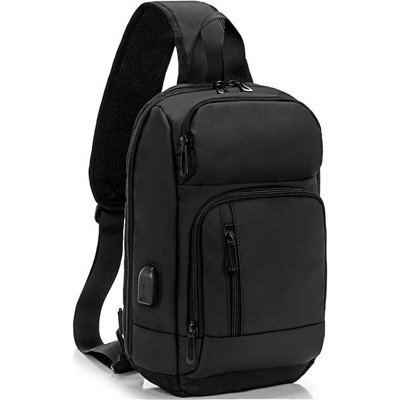 Acoinel 14 inch Sling Backpack with USB Charging Port for Men, Gray