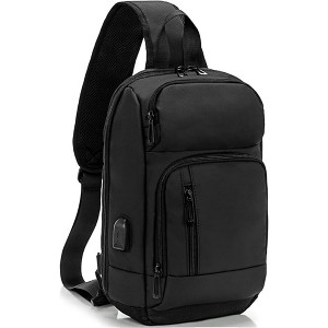 Acoinel 14 inch Sling Backpack with USB Charging Port for Men, Gray - 1 of 4