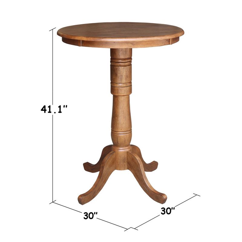 41.1&#34; Reno Round Top Pedestal Bar Height Tables Distressed Oak - International Concepts, 5 of 6